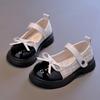 Girls' Korean-style leather shoes, new spring and autumn models, medium and large children's elegant bowknot single shoes, children's princess shoes,