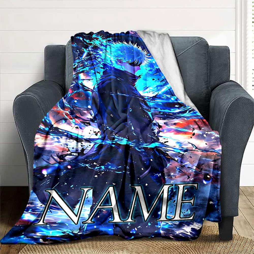 Customiz Name Personality Jujutsu Kaisen Blanket Soft &Warm Sofa Office Bed Travel Lunch Break Blanket, Gift Suitable All Seasons
