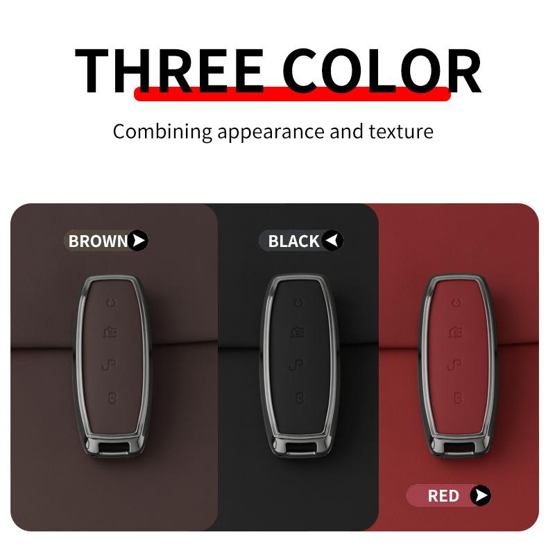 Car Smart Remote Key Fob Cover For Denza D9 Dm-I Great Wall Pickup Truck Key Cover Zinc Alloy Leather Protective Case