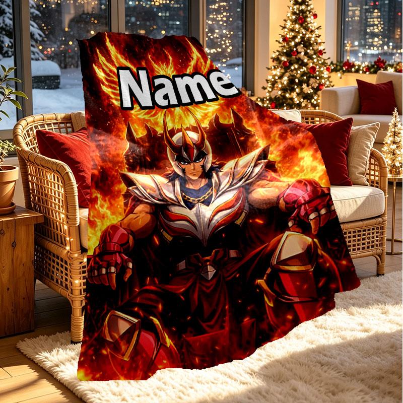 Custom Name Personalized Saint Seiya Print Blanket, Home Decor, Bedroom, Sofa, Camping, Couch, Gifts for Birthday Christmas