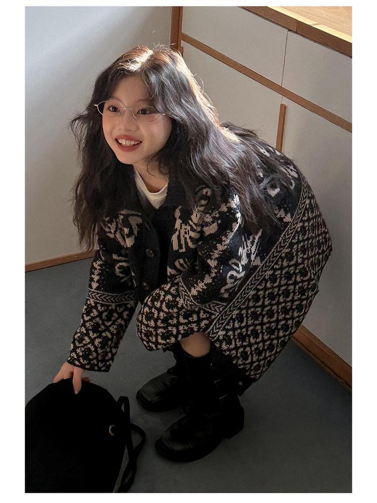 Mädchen Fair Isle Jacquard Strickjacke - Herbst- & Wintermode 2025