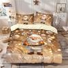 3pcs Merry Christmas Santa Claus Gold Printed Quilt Set Multi Size Dormitory Bedding Holiday Decoration Machine Washable