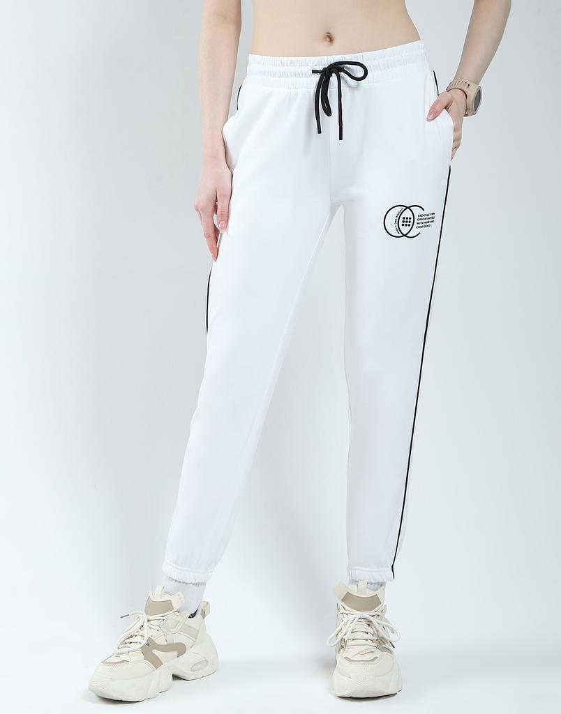 ROCK.IT From House of Monte Carlo Women's Solid Regular Fit Lower Track Pants White