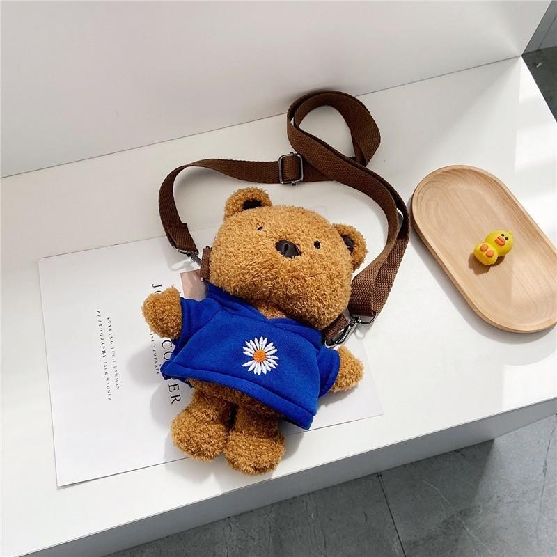 Adorable Plush Shoulder Bag For Kids Cute Teddy Bear Crossbody Mini Purse