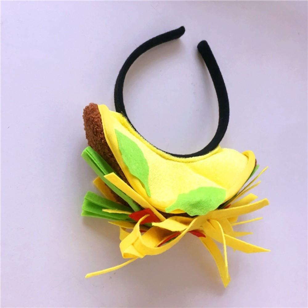 Creative Halloween French Fries Hat Cloth Funny Taco Hair Hoop Yellow Personalized Creative Pizza Hat Performance Props