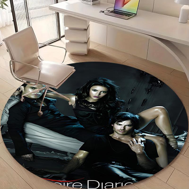1pc The Vampire Diaries4 Design Printed Area Round Carpet for Bedroom Living Room Home Decor Rugs Mat Non Slip Mat Rug for Bedside