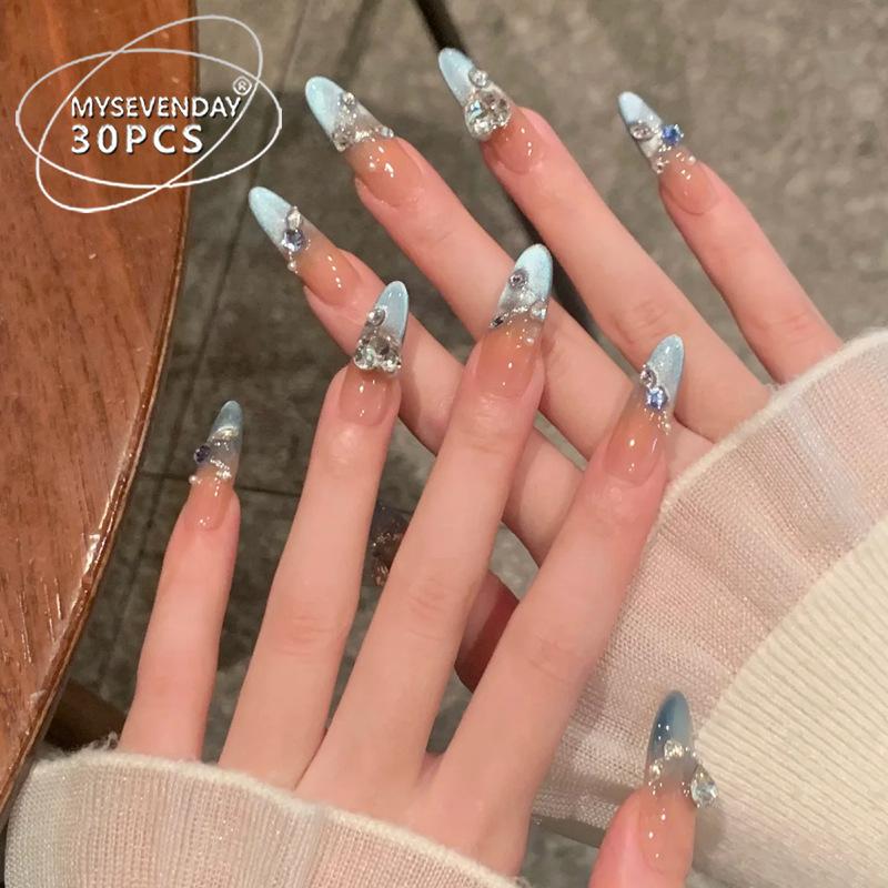 Noste nehty Advanced Kočičí oko Kamínky Francouzská Ručně dělaná Manikúra Nehtová fólie Spice Girl Čistá Touha Umělé nehty