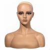 Mannequin Head with Shoulders Realistic Female Bust Bald Hairpiece