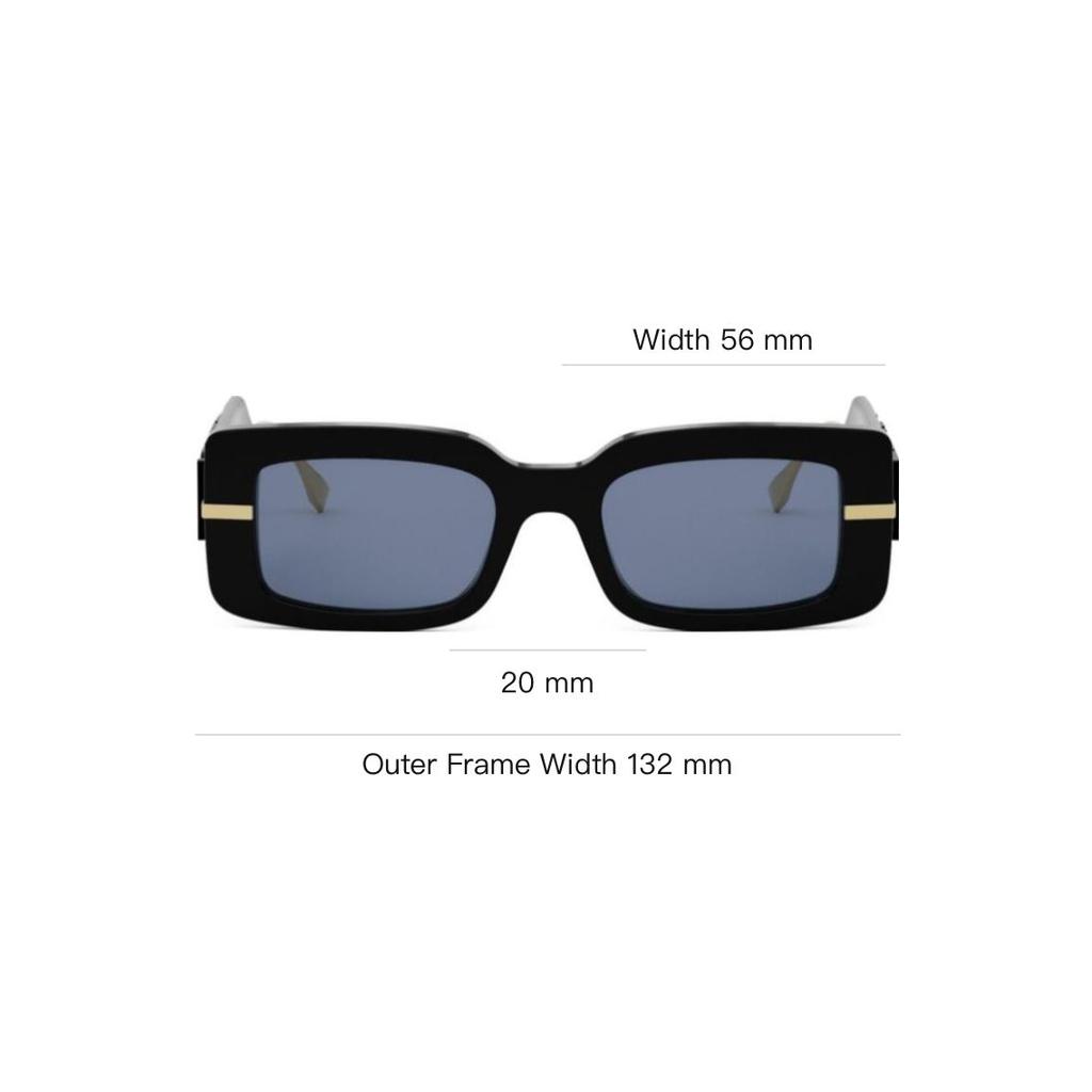 Fendi Logo Rectangular Sunglasses Women Sunglasses Black FE40133I