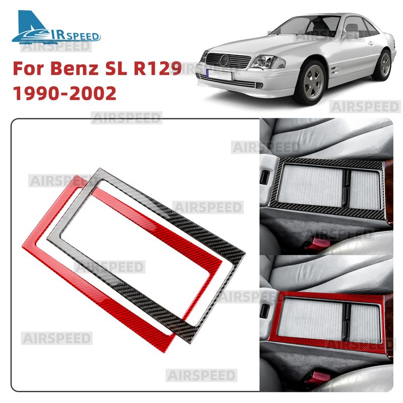 Mercedes Benz SL R129 1990-1994 1995 1996 1997 1998 1999 2000 2001 2002 için Gerçek Yumuşak Karbon Fiber Çıkartma Araba Saklama Kutusu Paneli