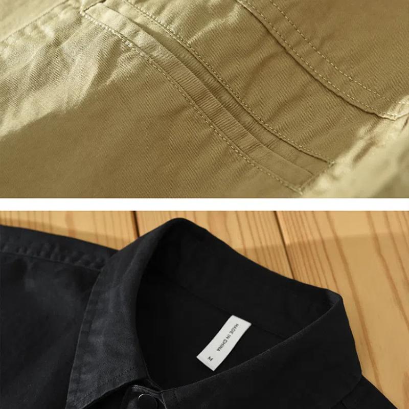 Japanese Style Cargo Shirts for Men New Fashion Casual Long Sleeve 100% Cotton Mens Shirts Spring and Autumn Streetwear Loose Tops Youth