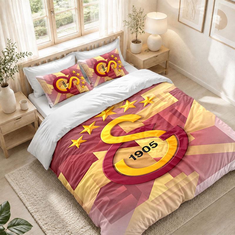 Bedding Set 1 Duvet Cover 2 Pillowcases Galatasaray FC Print Bedroom Home Decoration