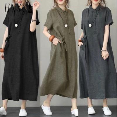 Vestido Holgado Hasta el Suelo Tipo Camiseta para Mujer Vestidos Casuales