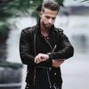 Nuovo Cappotto in Pelle PU da Uomo Autunno e Inverno Taglia Grande Collo Stretto Moda Slim Zip Giacca in Pelle