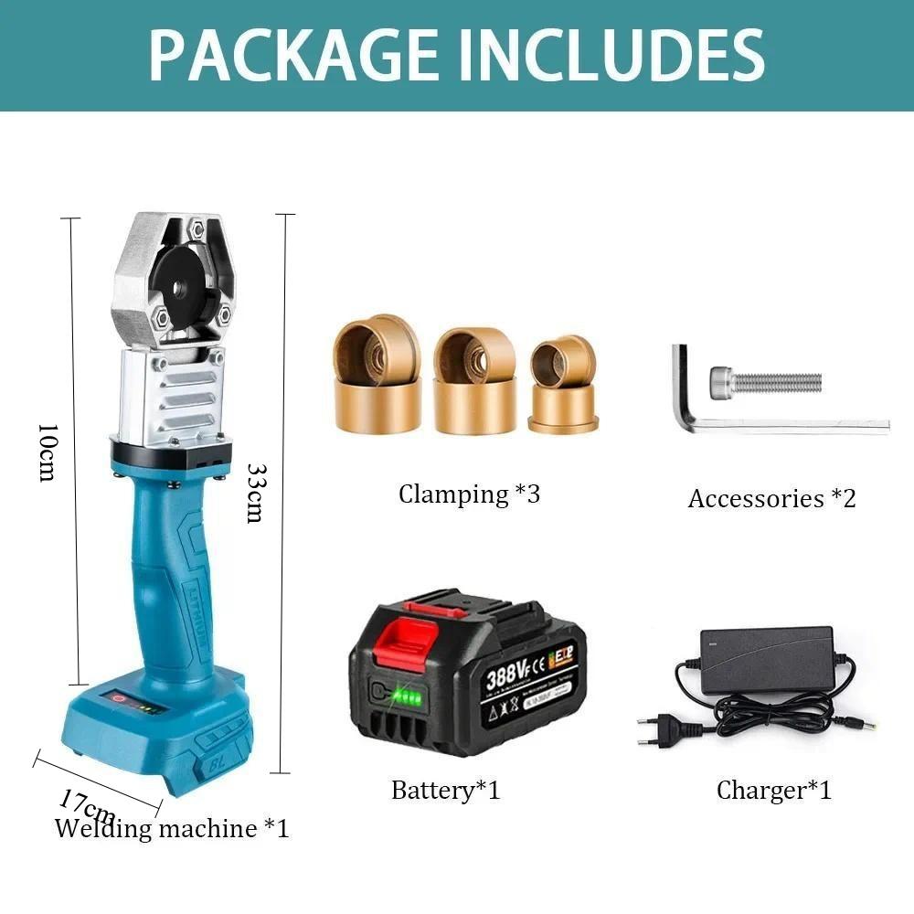 

340° беспроводной аппарат для сварки горячим расплавом 20/25/32 мм эффективный перезаряжаемый аппарат для сварки труб PPR/PB/PE для аккумулятора Makita