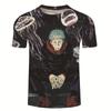 Summer Men's Casual Loose Size Graphic Jujutsu Kaisen Print Round Neck Short Sleeve T-shirt Top