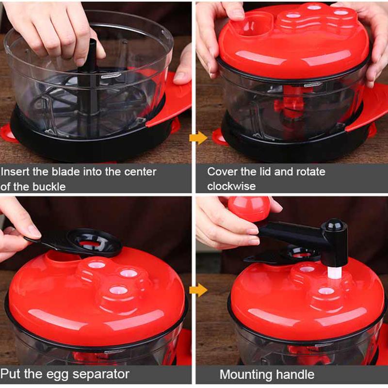 1.5L High-capacity Multi-function Kitchen Manual Food Processor Meat Grinder Vegetable Chopper Shredder Cutter Egg Blender