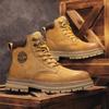 Men's Genuine Leather High-Top Martin Boots - Retro Big Yellow Style, Thick Sole, Outdoor Workwear for Autumn/Winter