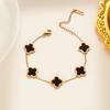 Lucky Titanium Fourleaf Clover Steel Bracelet Korean Style 18k Rose Gold Nonfading Jewelry
