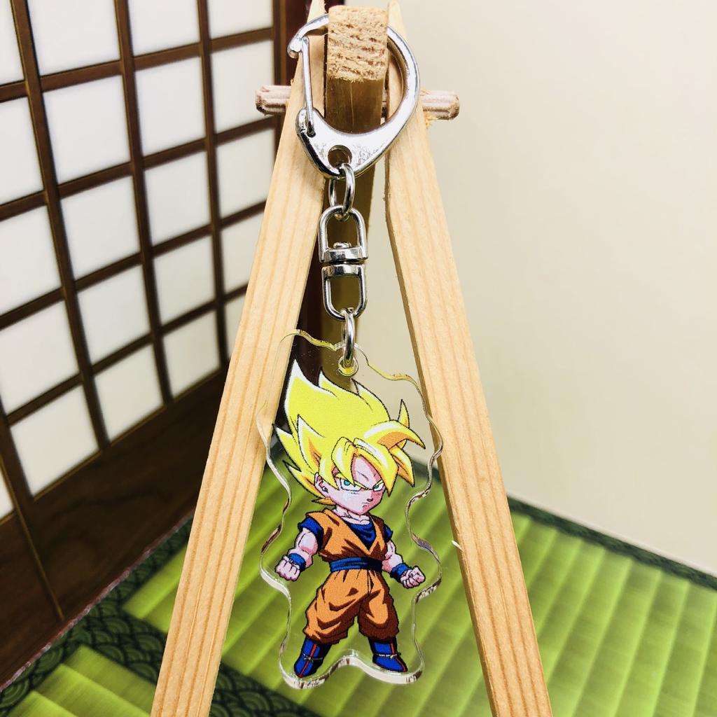 Anime Dragon Ball Acrylic Pendant Keychains Son Goku Vegeta Super Saiya