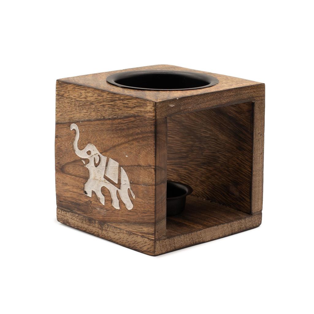 Square Mango Wood Oil Burner – Elephant