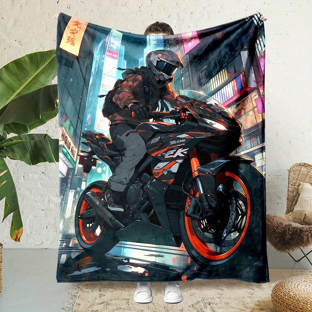 

Dynamic rider motorcycle pattern fourseason comfortable bed cover sofa and outdoor blanket are machine washable Gift 75x100cm