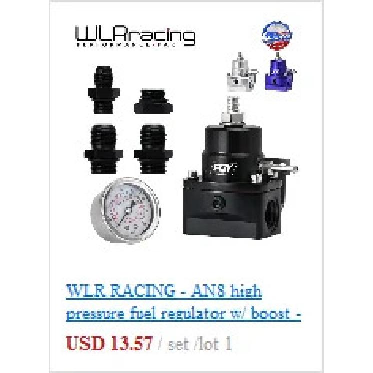 WLR - Universal Black Fuel Pressure Regulator With White Oil Gauge 3 Pieces AN6 Fittings 30-70 PSI WLR7845