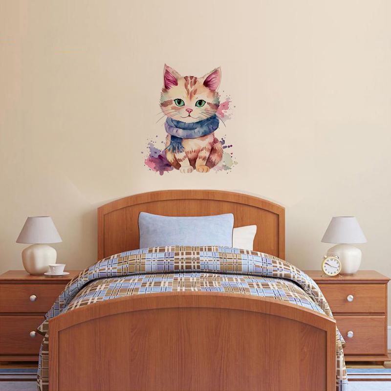 T784#Kitten Cat Wall Sticker Kids Room Background Home Decoration Mural Living Room Wallpaper Funny Decal
