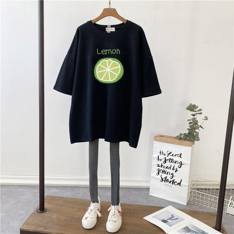 Women's Round Neck Short Sleeve Maternity Nursing T-Shirt Straight Mid Length Cartoon Print Plus Size Korean Casual Breastfeeding Top 2023 Summer