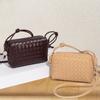 Solid Color Woven Shoulder Bag Fashion Trend Small Square Bag Small Large Capacity Oblique Span Women's Bag