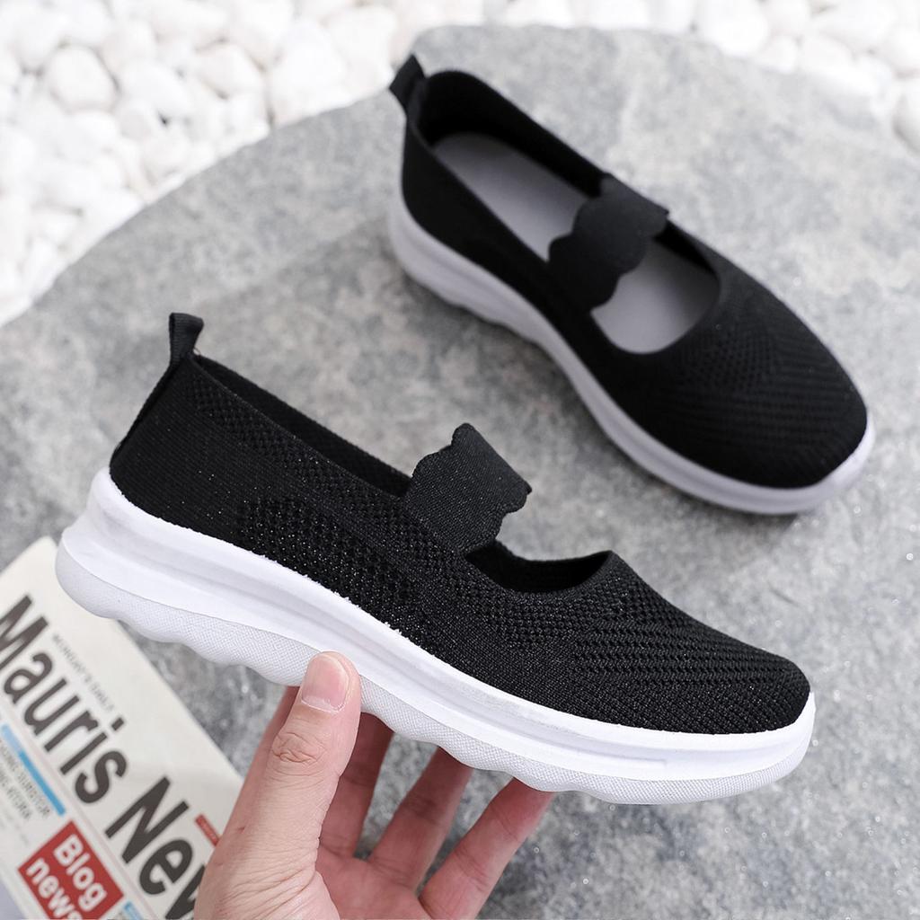 Female Footwear Mesh Breathable Wedge Women's Shoes Black Korean New In 2024 Y2k Fashion Walking Stylish Promotion Offer A