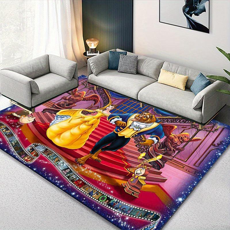 1 Stück Disney Die Schöne und das Biest Muster Teppich Bereichsteppich Rutschfester Teppich Handwaschbar Fußmatte Geeignet für Wohnzimmer Schlafzimmer Heimdekoration