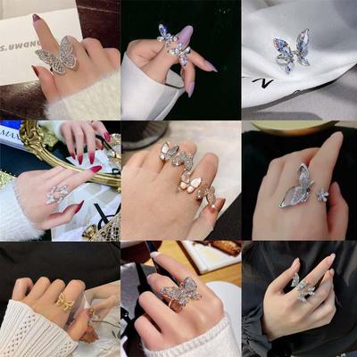 Trendy Zircon Butterfly Open Ring - Stylish Celebrity-Inspired Design for All-Match Fashion.