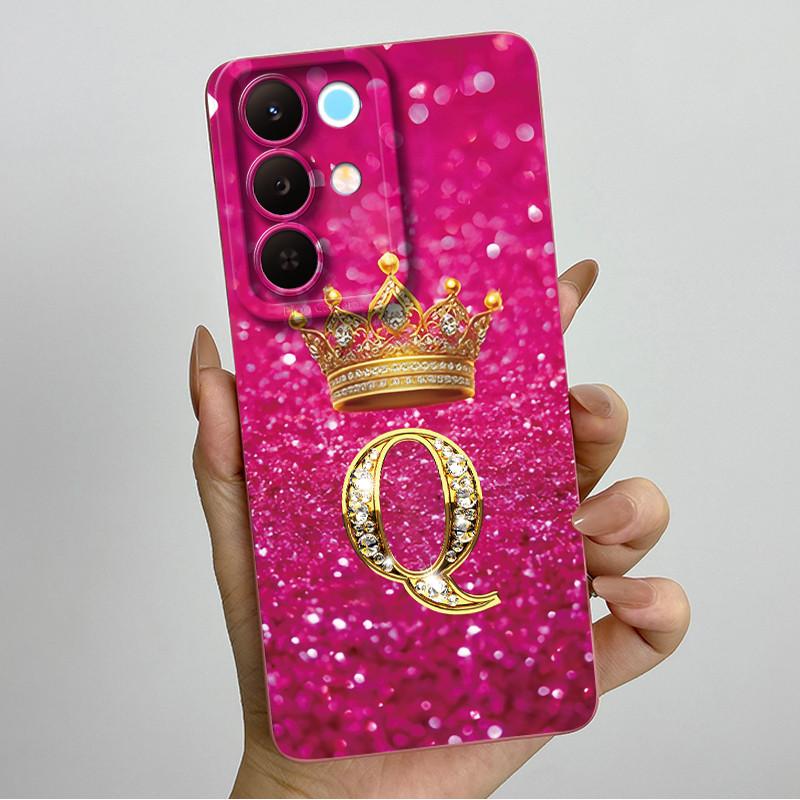 For Realme 15X C85 5G Crown Initial Letter Couple Phone Case Realme15X RMX5250 RMX5253 Soft Silicone TPU Lens Protective Casing