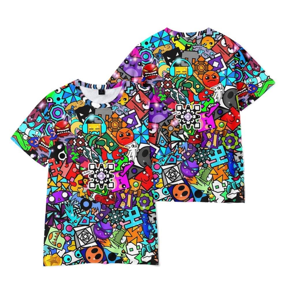 

Geometry Dash Tshirt Women Men Cartoon Printed Clothing Harajuku Cartoon Tees Casual Fun Top Clothing Unisex Tshirt XXS