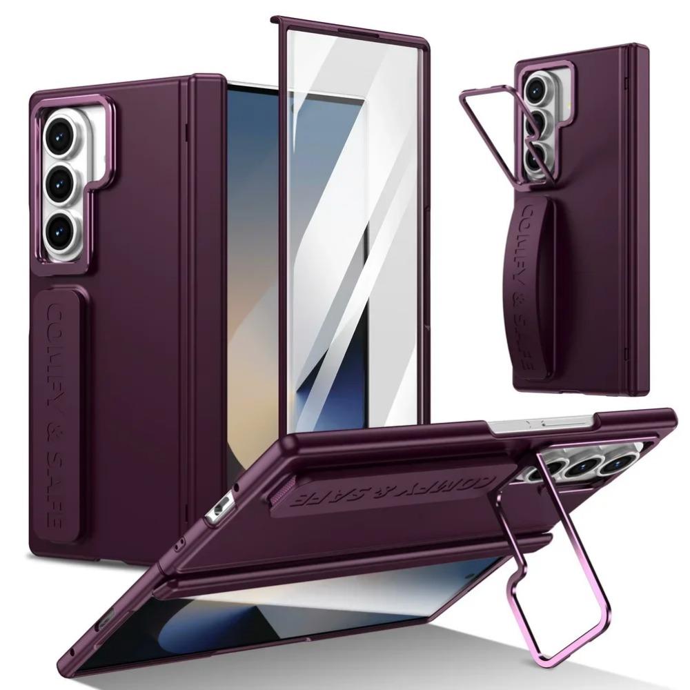 Busine Sle Multifunctional Lens Holder with Wristband Tempered Glass Film Case for Samsung Galaxy Z Fold 7 6 5 4 3 Protect Cover