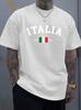 Unisex O Neck Tee Italia Italy Flag Est 1946 Letter Print Cotton Short Sleeve Loose Summer Breathable Daily Casual Basic Wear Top