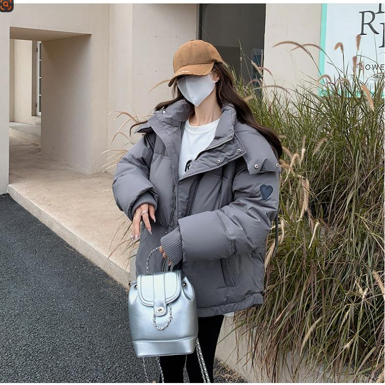 Winter Korean Version of The Gray Love Short Down Cotton-padded Jacket Student Large Size Cotton-padded Jacket Women's Bread Jacket