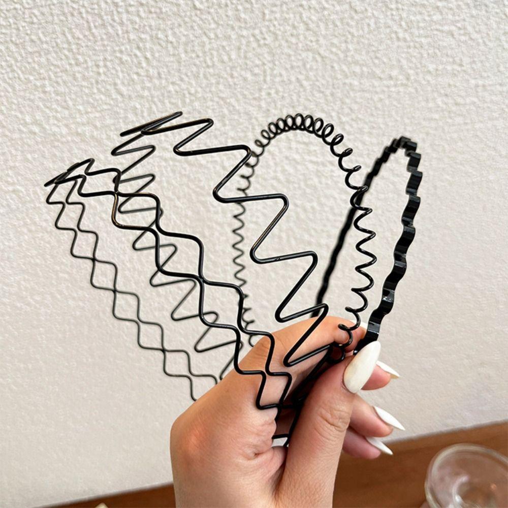 Double Layer Thin Metal Hair Hoop Cross Men Hair Bands Creative Wave Shape Headband  Male