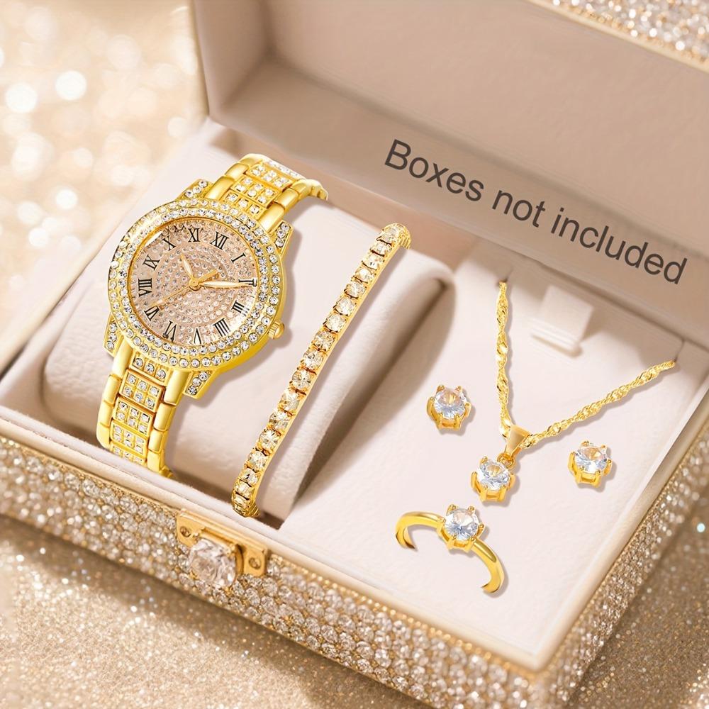 Ladies Watch Set, Steel Belt Full of Diamonds, High-end Quartz Watch Temperament, Business Leisure Watch Wholesale