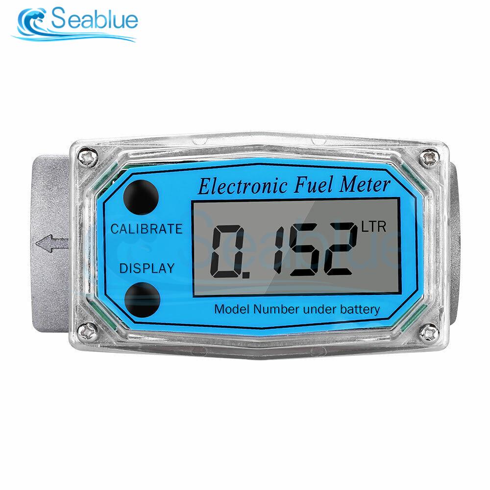 

Digital Turbine Flow Meter Flowmeter Gauge 1 NPT LED Digit Diesel Fuel Meter PCB Flow Indicator Sensor Counter Blue/Red синій