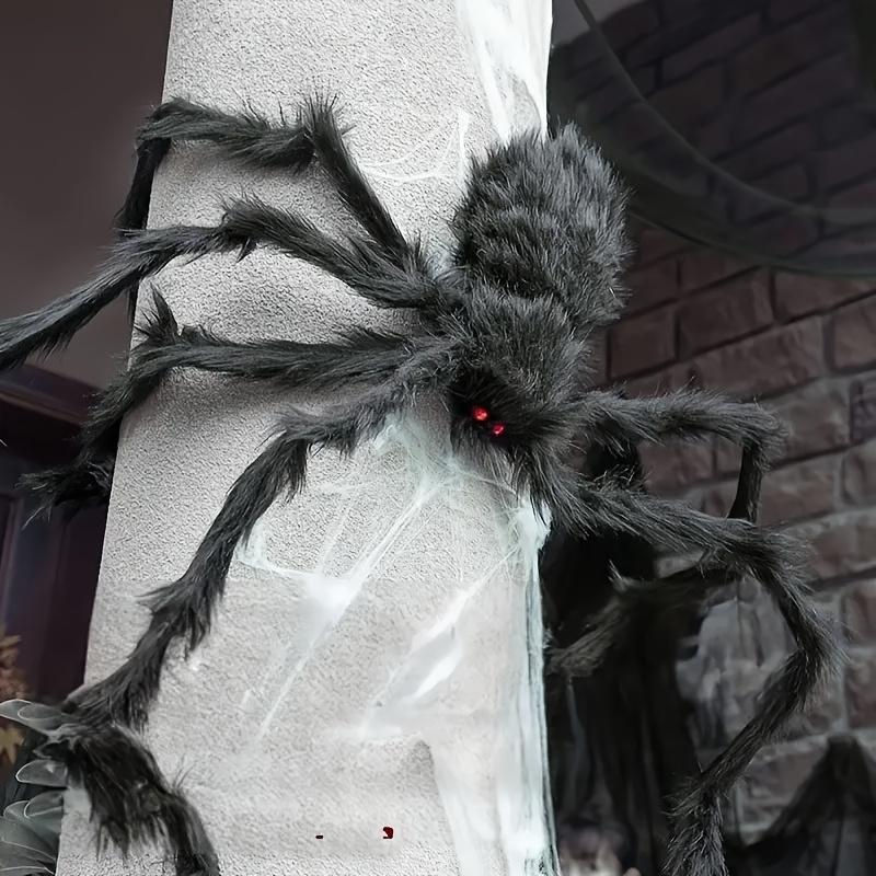 1Pcs Giant Spider and Web Spider Halloween Decoration Set, Outdoor Scary Props, Suitable for Parties, Terrifying Fake Spider - Hanging De