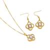 French Luxury Four-Leaf Clover Diamond Necklace & Earrings Set for Women