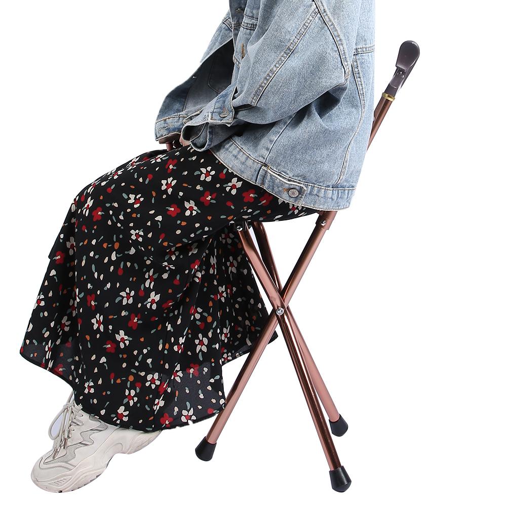 Three Legged Elderly Non‑Slip Cane Stool Folding Outdoor Retractable Walking Stick Chair