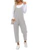 Tuta da donna con spalline sottili, senza maniche, larga, pantaloni lunghi, salopette con tasche