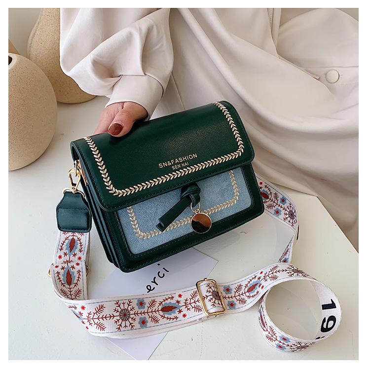 Fashion Embroidered Thread Contrast Small Square Bag 2025 New Large-capacity Shoulder Bag Versatile Simple Shoulder Strap Crossbody Bag