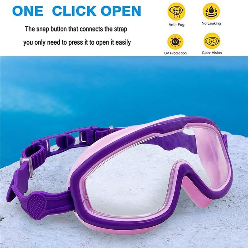 Big Frame Kids Swim Goggles Anti Fog Wide View Swimming Gear for Boys Girls Children Glasses for Swimming Pool