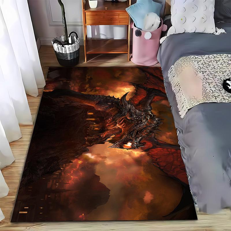 

Majestic Red Dragon on Fiery Mountain Rug Suitable for use as an anti-slip game mat for living room and bedroom sofas 40x60cm( 15x23in )
