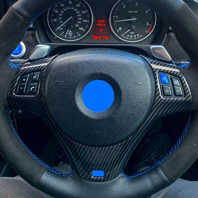 Carbon Fiber Style Car Interior Steering Wheel Decoration Cover Trim Mouldings for BMW 3 Series E90 E92 E93 2005-2012