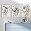 Vintage Blue Beige Wild Flowers Minimal Botanical Farmhouse Art Poster Canvas Painting Wall Print Picture Living Room Home Decor